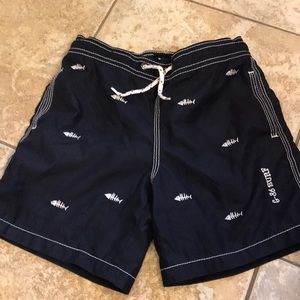 Gap kids navy blue fish bone swim trunks boys xs